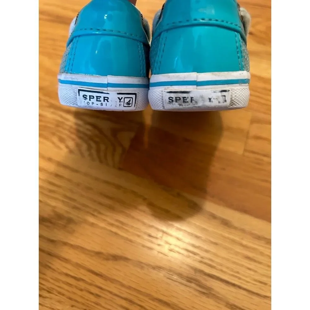 Sperry Biscayne 1 Sequin Eye Boat Shoes Loafers Little Girls Toddlers Size 10.5